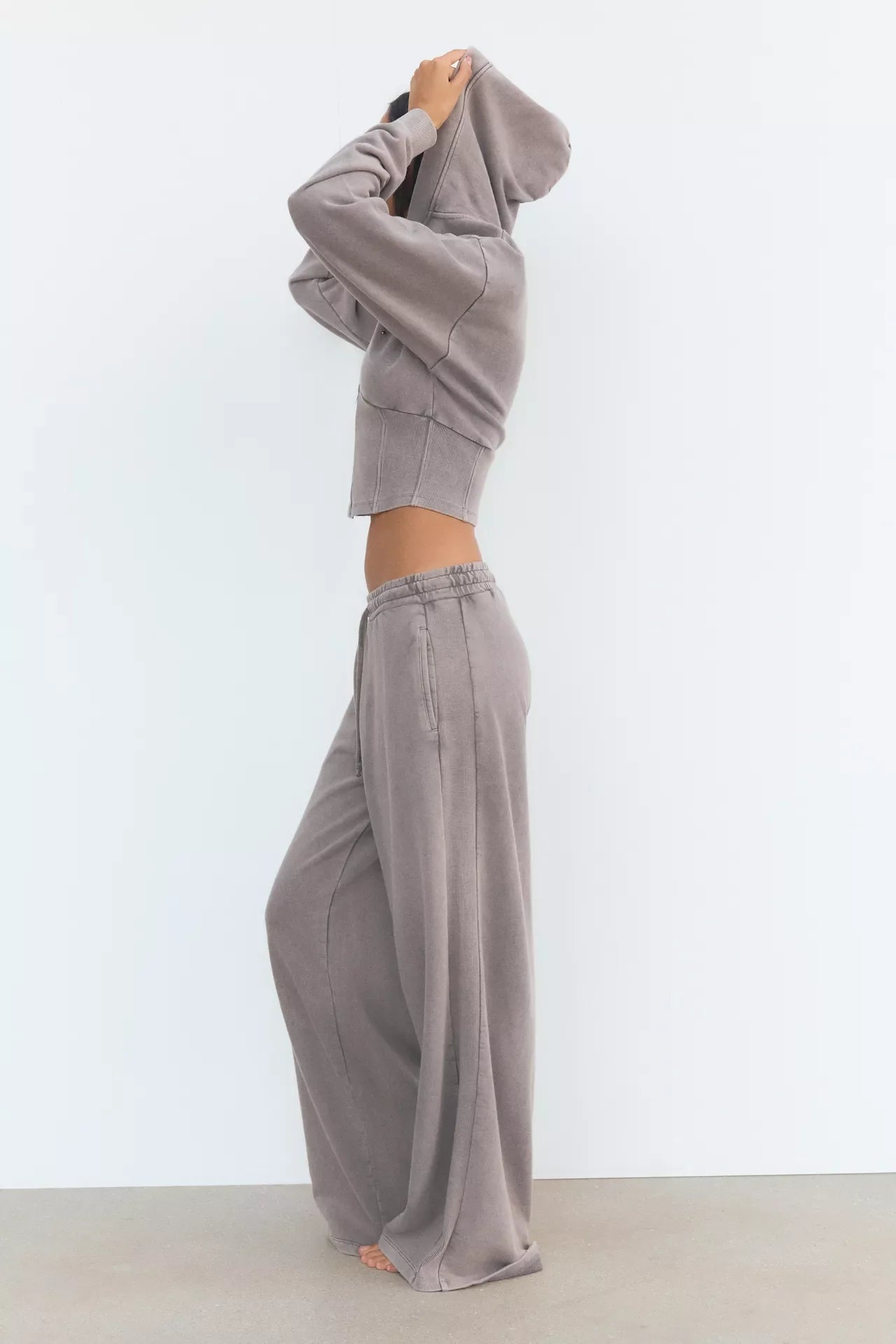 Washed effect jogging suit (top + bottom)